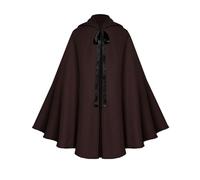 HENORD Renaissance Cloak Halloween Medieval Costume Cosplay Short Cape Party Dress-Up for Men Women, Brown, S