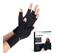 HENOTIC Copper Arthritis Gloves for Women Men, Fingerless Breathable & Moisture Wicking Arthritis Compression Gloves for Relieving Carpal Tunnel Aches, Rheumatoid Pains, Joint Swell