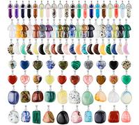 Henoyso 100 Pcs Crystal Charms Stone Pendants for Jewelry Making Gemstone Irregular Stone Beads Assorted Shape Pendants Bulk Natural Gemstone Beads Gifts for Bracelets Necklaces DIY(Classic Style)