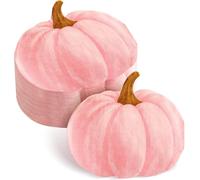 Henoyso 100 Pcs Halloween Pink Pumpkin Paper Napkins Baby Shower Decorations Thanksgiving Guest Napkins Disposable Fall Decorative for Party Supplies Wedding Birthday Table Decorations