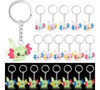 Henoyso 12 Pcs Luminous Axolotl Keychain Glow in the Dark 3D Cartoon Axolotl Keychain Birthday Party Favors Charms Pendant Accessories Decorations for Key Backpack Birthday Christmas(Luminous)