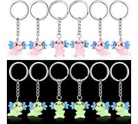 Henoyso 12 Pcs Luminous Axolotl Keychain Glow in the Dark 3D Cartoon Axolotl Keychain Birthday Party Favors Charms Pendant Accessories Decorations for Key Backpack Birthday Christmas(Glow)