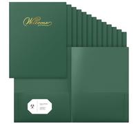 Henoyso 24 Count Welcome Pocket Folders, 9 x 12 Inch Two-Pocket Folder Gold Foil Stamped Welcome Presentation Folders Business Card Insert for Membership, Church, Team, New Hire, Visitors(Dark Green)