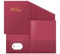 Henoyso 24 Count Welcome Pocket Folders, 9 x 12 Inch Two-Pocket Folder Gold Foil Stamped Welcome Presentation Folders Burgundy Business Card Insert for Membership, Church, Team, New Hire, Visitors