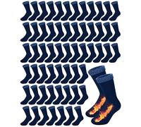 Henoyso 24 Pairs Thermal Socks Bulk Warm Thick Winter Unisex Medium Socks for Men Women Homeless Care Package, Blue, Medium
