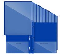 Henoyso 24 Pcs Dark Blue Plastic Folders with Clear Front Pocket and 3 Prong Take Home Plastic 2 Pocket Folder Back to School for Students Parent Teacher Communication for School Office