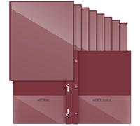 Henoyso 24 Pcs Plastic Folders with Clear Front Pocket and 3 Prong Take Home Plastic 2 Pocket Folder Back to School for Students Parent Teacher Communication for School Office (Dark Red)