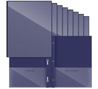 Henoyso 24 Pcs Plastic Folders with Clear Front Pocket and 3 Prong Take Home Plastic 2 Pocket Folder Back to School for Students Parent Teacher Communication for School Office (Navy Blue)