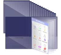 Henoyso 24 Pcs School and Home 2 Pocket Folders with 4 Clear Inner Pockets Plastic Heavy Duty Homework Folders Parent Teacher Communication for Student Home Office Classroom,11 x 9 Inch (Navy Blue)
