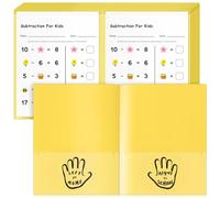 Henoyso 24 Pcs School to Home Folder with Four Pockets Heavy Duty 2 Clear Front and 2 Inside Pockets Homework Folders for School Students Parent Teacher Classroom Communication (Yellow)