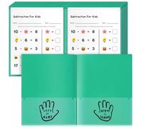 Henoyso 24 Pcs School to Home Folder with Four Pockets Heavy Duty 2 Clear Front and 2 Inside Pockets Homework Folders for School Students Parent Teacher Classroom Communication (Green)