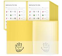 Henoyso 24 Pcs Take Home Folders Multi Pocket Organizer, Plastic Archival Folders with 8 Pockets for Parent Teacher Communication, Waterproof, 11.81 x 9.45 Inch (Yellow)