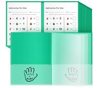 Henoyso 24 Pcs Take Home Folders Multi Pocket Organizer, Plastic Archival Folders with 8 Pockets for Parent Teacher Communication, Waterproof, 11.81 x 9.45 Inch (Green)