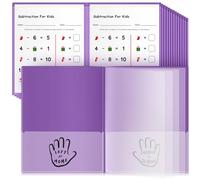 Henoyso 24 Pcs Take Home Folders Multi Pocket Organizer, Plastic Archival Folders with 8 Pockets for Parent Teacher Communication, Waterproof, 11.81 x 9.45 Inch (Purple)
