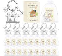 Henoyso 24 Sets Housewarming Party Favors House Warming Return Gifts New Home Keychains with Thank You Cards and Organza Bags Welcome Gifts for House Guests Housewarming Party Decorations