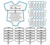 Henoyso 25 Sets Baby Shower Favors for Guests Boy Girl Baby Shower Bracelets Party Favors Adjustable Message from The Bump Card Bracelets Footprints Charm for Gender Reveal Thank You Gifts(Blue)