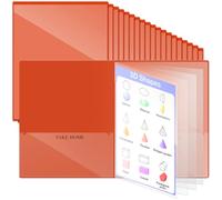 Henoyso 36 Pcs Orange Red School and Home 2 Pocket Folders with 4 Clear Inner Pockets Plastic Heavy Duty Homework Folders Parent Teacher Communication for Student Home Office Classroom,11 x 9 Inch