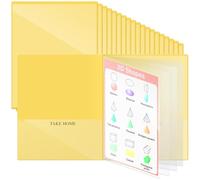Henoyso 36 Pcs School and Home 2 Pocket Folders with 4 Clear Inner Pockets Plastic Heavy Duty Homework Folders Parent Teacher Communication for Student Home Office Classroom,11 x 9 Inch (Yellow)