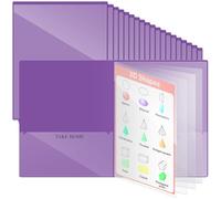 Henoyso 36 Pcs School and Home 2 Pocket Folders with 4 Clear Inner Pockets Plastic Heavy Duty Homework Folders Parent Teacher Communication for Student Home Office Classroom,11 x 9 Inch (Purple)