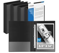 Henoyso 4 Pcs Legal Size Binder with View Cover 3 Ring 1.5" Durable PP Plastic Black Binders for 8.5" x 14" Paper Hold up to 275 Sheets for Documents, Office, Home, Work Places