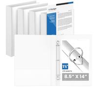Henoyso 4 Pcs Legal Size Binder with View Cover 3 Ring 1.5" Durable PP Plastic White Binders for 8.5" x 14" Paper Hold up to 275 Sheets for Documents, Office, Home, Work Places