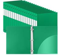 Henoyso 48 Pcs 1 Inch 3 Ring Plastic Binder Flexible Binders Bulk Fits Letter Size 8.5'' x 11'' Paper Holds up to 225 Sheets with 1 Pockets Versatile Binder for School Office Home(Green)