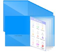 Henoyso 48 Pcs Blue School and Home 2 Pocket Folders with 4 Clear Inner Pockets Plastic Heavy Duty Homework Folders Parent Teacher Communication for Student Home Office Classroom,11 x 9 Inch