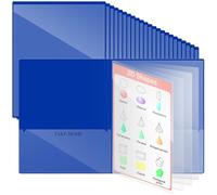 Henoyso 48 Pcs Dark Blue School and Home 2 Pocket Folders with 4 Clear Inner Pockets Plastic Heavy Duty Homework Folders Parent Teacher Communication for Student Home Office Classroom,11 x 9 Inch