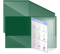 Henoyso 48 Pcs Dark Green School and Home 2 Pocket Folders with 4 Clear Inner Pockets Plastic Heavy Duty Homework Folders Parent Teacher Communication for Student Home Office Classroom,11 x 9 Inch