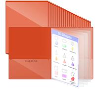 Henoyso 48 Pcs Orange Red School and Home 2 Pocket Folders with 4 Clear Inner Pockets Plastic Heavy Duty Homework Folders Parent Teacher Communication for Student Home Office Classroom,11 x 9 Inch