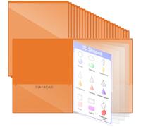 Henoyso 48 Pcs Orange School and Home 2 Pocket Folders with 4 Clear Inner Pockets Plastic Heavy Duty Homework Folders Parent Teacher Communication for Student Home Office Classroom,11 x 9 Inch