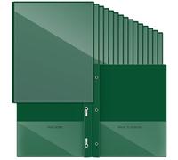 Henoyso 48 Pcs Plastic Folders with Clear Front Pocket and 3 Prong Take Home Plastic 2 Pocket Folder Back to School for Students Parent Teacher Communication for School Office (Dark Green)