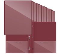 Henoyso 48 Pcs Plastic Folders with Clear Front Pocket and 3 Prong Take Home Plastic 2 Pocket Folder Back to School for Students Parent Teacher Communication for School Office (Dark Red)