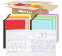 Henoyso 48 Pcs Primary Composition Notebook K-2 Bulk 9. 75" x 7. 50" Journal 60 Page Writing Journal for Kid Wide 3 Line Ruled Kindergarten Notebook Handwriting Practice Supplies (12 Colors)