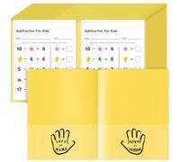 Henoyso 48 Pcs School to Home Folder with Four Pockets Heavy Duty 2 Clear Front and 2 Inside Pockets Homework Folders for School Students Parent Teacher Classroom Communication (Yellow)