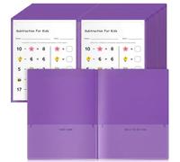 Henoyso 48 Pcs Take Home Folder Heavy Duty 2 Clear Front Pockets and 2 Inside Pockets Homework Folders for School Students Parent Teacher Classroom Communication (Purple)