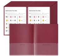 Henoyso 48 Pcs Take Home Folder Heavy Duty 2 Clear Front Pockets and 2 Inside Pockets Homework Folders for School Students Parent Teacher Classroom Communication (Dark Red)