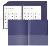 Henoyso 48 Pcs Take Home Folder Heavy Duty 2 Clear Front Pockets and 2 Inside Pockets Homework Folders for School Students Parent Teacher Classroom Communication (Dark Blue)