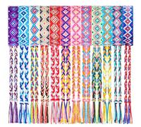 Henoyso 48 Pcs Woven Friendship Bracelets Bulk Adjustable Braided String Nepal Bracelets String with Sliding Knot Closure Gift for Women Girls Birthday Party Camp Favor (Polka Dot)