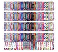 Henoyso 48 Pcs Woven Friendship Bracelets Bulk Adjustable Braided String Nepal Bracelets String with Sliding Knot Closure Gift for Women Girls Birthday Party Camp Favor, One Size, colored thread, no