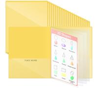 Henoyso 48 Pcs Yellow School and Home 2 Pocket Folders with 4 Clear Inner Pockets Plastic Heavy Duty Homework Folders Parent Teacher Communication for Student Home Office Classroom,11 x 9 Inch