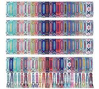Henoyso 48 Pieces Nepal Woven Friendship Bracelets Bulk Adjustable Braided Bracelets Woven String Bracelet with Sliding Knot Closure for Kids Girls Women Men Camp, Polyester Cotton, polyester and
