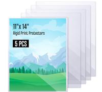 Henoyso 5 Pcs 11x14 Inch PVC Rigid Print Protectors, Heavy Duty Hard Plastic Poster Sleeves for Prints, Magazines, Photos & Paper, Ideal Rigid Menu Covers Paper Page Protectors