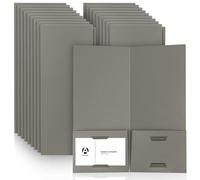 Henoyso 50 Pcs 4 x 9 Inch Mini Presentation Folders 2 Pocket Folders Folder with Two Business Card Holders Ideal for Guests Welcome Customer Information Confirmation Receipt Organization (Grey)
