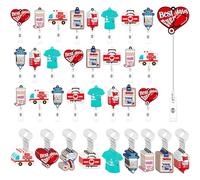 Henoyso 60 Pcs Nurse Badge Reel Keychain Christmas Nurse Gift Retractable Nursing Badge Holder ID Reel Rn Appreciation Gift Accessories for Women Doctor Medical Health(Cute)