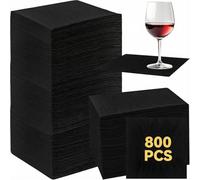 Henoyso 600 Pack Black Cocktail Napkins Bulk 9.8'' x 9.8'' 3 Ply Disposable Dinner Beverage Paper Napkins for Wedding Bar Party Birthday Cocktail Holiday Elegant Restaurant Event