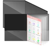 Henoyso 72 Pcs Black School and Home 2 Pocket Folders with 4 Clear Inner Pockets Plastic Heavy Duty Homework Folders Parent Teacher Communication for Student Home Office Classroom,11 x 9 Inch