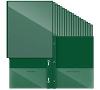 Henoyso 72 Pcs Dark Green Plastic Folders with Clear Front Pocket and 3 Prong Take Home Plastic 2 Pocket Folder Back to School for Students Parent Teacher Communication for School Office