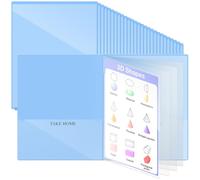 Henoyso 72 Pcs Light Blue School and Home 2 Pocket Folders with 4 Clear Inner Pockets Plastic Heavy Duty Homework Folders Parent Teacher Communication for Student Home Office Classroom,11 x 9 Inch