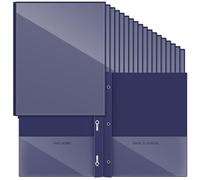 Henoyso 72 Pcs Navy Blue Plastic Folders with Clear Front Pocket and 3 Prong Take Home Plastic 2 Pocket Folder Back to School for Students Parent Teacher Communication for School Office